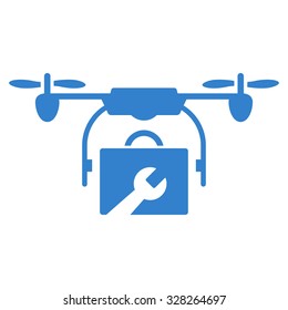 Service Drone vector icon. Style is flat symbol, cobalt color, rounded angles, white background.