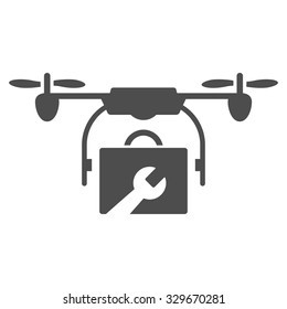 Service Drone vector icon. Style is flat symbol, gray color, rounded angles, white background.