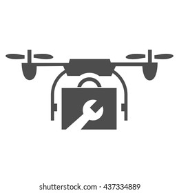 Service Drone vector icon. Style is flat icon symbol, gray color, white background.