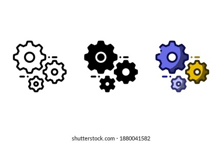 Service engine icon. With outline, glyph, and filled outline styles