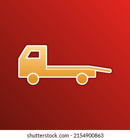 Service of evacuation sign. Golden gradient Icon with contours on redish Background. Illustration.