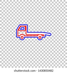 Service of evacuation sign. Red, white and contour icon at transparent background. Illustration.