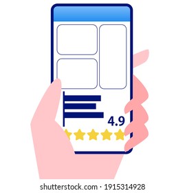 Evaluación del servicio. Una mano con un smartphone marcó el servicio.