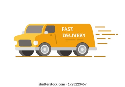 Service fast delivery van.Cargo truck transportation.Vector illustration.