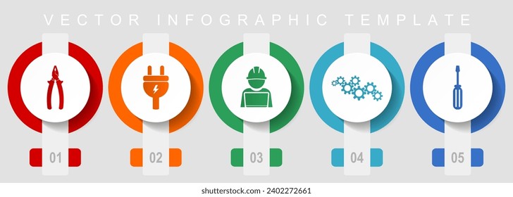 Service flat design icon set, miscellaneous icons such as pliers, plug, engineer, gears and screwdriver for web design and mobile applications, vector infographic template, web buttons collection