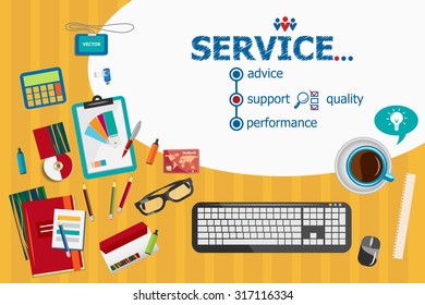 Service and flat design illustration concepts for business analysis, planning, consulting, team work, project management. Service concepts for web banner and printed materials.