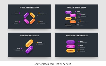Service Forecast 4 5 2 3 Option Diagram Presentation Design Collection. Consulting Analysis Four Five Two Three Element Infographic Slide Template Vector Illustration Set.