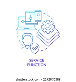 Service Function Blue Gradient Concept Icon. Identity Management Process Abstract Idea Thin Line Illustration. Remote Access To Systems. Isolated Outline Drawing. Myriad Pro-Bold Font Used