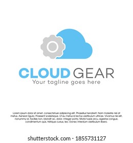 service gear cloud logo icon design concept template. Gear with cloud symbol vector logo design template isolated on white background. Design template for business, sticker or label, industrial