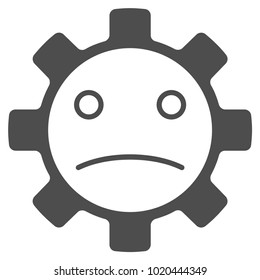 Service Gear Sad Smiley vector icon. Style is flat graphic gray symbol.