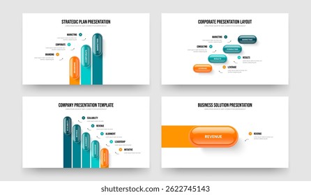Crescimento de serviços Três Quatro Cinco Uma Opção Infográfico Frame Template Vetor Illustration Collection. Consulting Portfolio 3 4 5 1 Etapa Diagrama Slide Design Set.