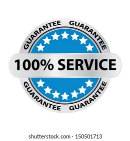 Service guarantee blue sky and metal border sticker, tag, label, sign, icon.. Vector illustration.