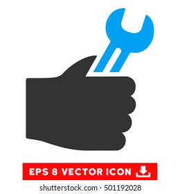 Service Hand EPS vector pictograph. Illustration style is flat iconic bicolor blue and gray symbol on white background.