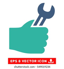 Service Hand EPS vector pictograph. Illustration style is flat iconic bicolor cobalt and cyan symbol on white background.