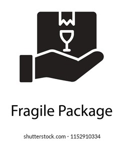 
Service hand holding with care a box with breakable stuff, a notion for fragile box
