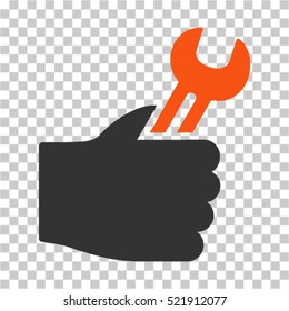 Service Hand icon. Vector pictograph style is a flat bicolor symbol, orange and gray colors, chess transparent background. Designed for software and web interface toolbars and menus.