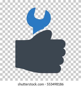 Service Hand icon. Vector pictograph style is a flat bicolor symbol, smooth blue colors, chess transparent background. Designed for software and web interface toolbars and menus.