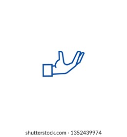 Service hand support line icon concept. Service hand support flat  vector symbol, sign, outline illustration.