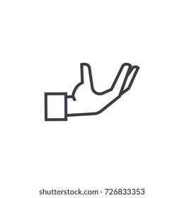 service hand support vector line icon, sign, illustration on background, editable strokes