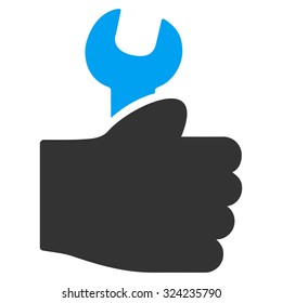 Service Hand vector icon. Style is bicolor flat symbol, blue and gray colors, rounded angles, white background.