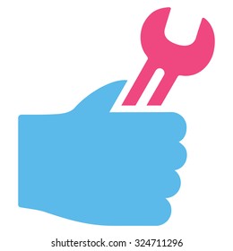 Service Hand vector icon. Style is bicolor flat symbol, pink and blue colors, rounded angles, white background.