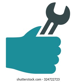 Service Hand vector icon. Style is bicolor flat symbol, soft blue colors, rounded angles, white background.