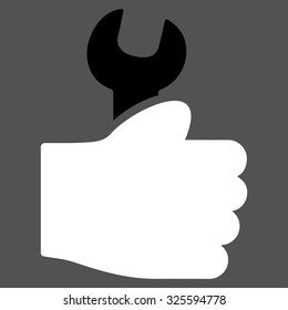 Service Hand vector icon. Style is bicolor flat symbol, black and white colors, rounded angles, gray background.