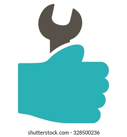 Service Hand vector icon. Style is bicolor flat symbol, grey and cyan colors, rounded angles, white background.