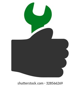 Service Hand vector icon. Style is bicolor flat symbol, green and gray colors, rounded angles, white background.