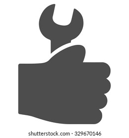 Service Hand vector icon. Style is flat symbol, gray color, rounded angles, white background.