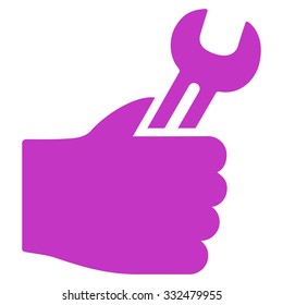 Service Hand vector icon. Style is flat symbol, violet color, rounded angles, white background.