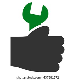 Service Hand vector icon. Style is bicolor flat icon symbol, green and gray colors, white background.