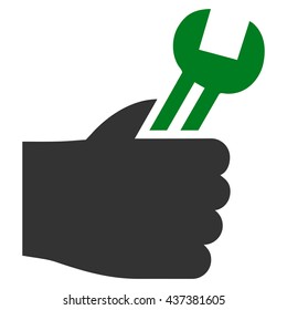 Service Hand vector icon. Style is bicolor flat icon symbol, green and gray colors, white background.
