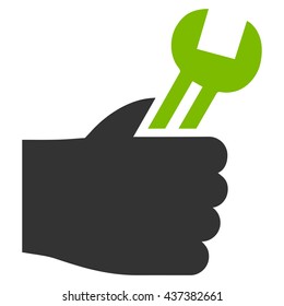 Service Hand vector icon. Style is bicolor flat icon symbol, eco green and gray colors, white background.