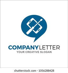Service Handphone Design Logo with Chat Icon
