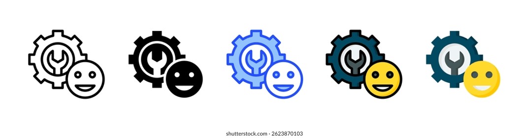 Service Happiness Icon Collection With Multiple Styles