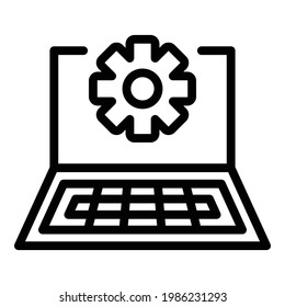 Service Help Computer Icon. Outline-Service-Hilfe, Computer-Vektorsymbol für Webdesign einzeln auf weißem Hintergrund
