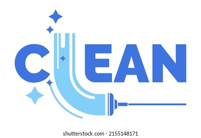 Service helping to clean house or office, housekeeping and assistance with tidying space up. Wiping and mopping, removing dust from surface. Emblem or label, badge or logotype. Vector in flat style