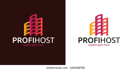 Service Host Hosting Server Vector Logo. Build Real Estate Vector Logotype