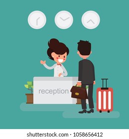 Service hotel - Businessman with a suitcase about the reception