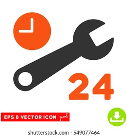 Service Hours EPS vector icon. Illustration style is flat iconic bicolor orange and gray symbol on white background.