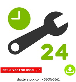 Service Hours EPS vector pictogram. Illustration style is flat iconic bicolor eco green and gray symbol on white background.
