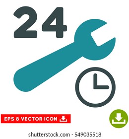 Service Hours EPS vector pictogram. Illustration style is flat iconic bicolor soft blue symbol on white background.
