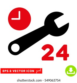 Service Hours EPS vector pictogram. Illustration style is flat iconic bicolor intensive red and black symbol on white background.