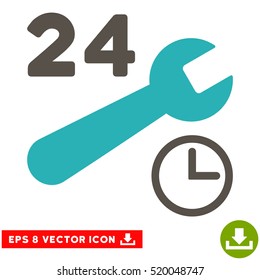 Service Hours EPS vector pictograph. Illustration style is flat iconic bicolor grey and cyan symbol on white background.