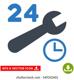 Service Hours EPS vector pictograph. Illustration style is flat iconic bicolor smooth blue symbol on white background.