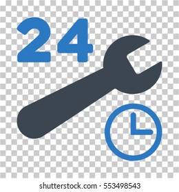 Service Hours icon. Vector pictograph style is a flat bicolor symbol, smooth blue colors, chess transparent background. Designed for software and web interface toolbars and menus.