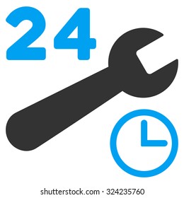 Service Hours vector icon. Style is bicolor flat symbol, blue and gray colors, rounded angles, white background.