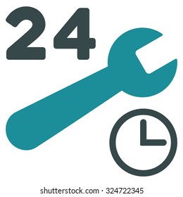 Service Hours vector icon. Style is bicolor flat symbol, soft blue colors, rounded angles, white background.