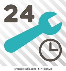 Service Hours vector pictograph. Illustration style is flat iconic bicolor grey and cyan symbol on a hatch transparent background.